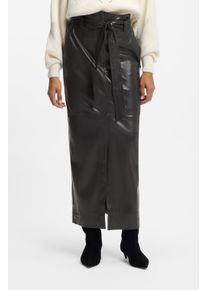 Bleistiftrock BOSS Orange "Vacaro Premium Damenmode", Damen, Gr. 36, open grau 067, Web, Obermaterial: 100% Polyester, unifarben, lang, R&ouml;cke Bleistiftrock, in Lederoptik, mit G&uuml;rtel