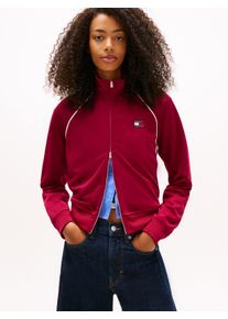 Yoga-Sweatjacke Tommy Jeans "TJW BADGE TRACK JACKET EXT", Damen, Gr. L (40), lavish cerise, Sweatware, Obermaterial: 89% Polyester, 11% Elasthan, unifarben mit Farbeinsatz, angesetztes B&uuml;ndchen, Sweatjacken Yoga-Sweatjacke