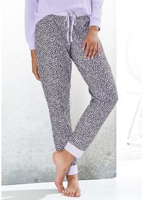Schlafhose Vivance Dreams, Damen, Gr. 44/46, N-Gr, lila (helllila), Jersey, Obermaterial: 100% Baumwolle, gemustert, bequem lang, Hosen Schlafhose, mit Allover-Druck, Topseller