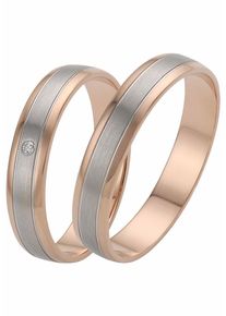 Trauring Firetti "Schmuck Geschenk Gold 375 Hochzeit Ehering "LIEBE" Gr. 18, rosa (ros&eacute;goldfarben, wei&szlig;goldfarben), Fingerringe, Damen, 18, 0,01 SI = kleine Einschl&uuml;sse mit Brillant, Ros&eacute;gold 375, 4mm, Trauring, Made in Germany, wahlweise mit oder ohne Brillant
