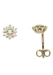 Paar Ohrstecker Firetti "Schmuck Geschenk Gold 333 Ohrschmuck Blume", gold (gelbgoldfarben, wei&szlig;), Ohrringe, Damen, 6mm, 0,16 P2 = erkennbare Einschl&uuml;sse, Diamanten Gelbgold 333, Diamanten, Gelbgold 333, Paar Ohrstecker, mit Brillant - Krappenfassung