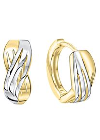 Paar Creolen Firetti "Schmuck Geschenk Gold 375 Ohrschmuck Creole", gold (gelbgoldfarben, wei&szlig;goldfarben), Ohrringe, Damen, 12mm, Gelbgold 375, Paar Creolen