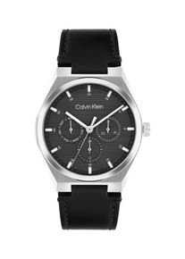 Multifunktionsuhr Calvin Klein "CK MOTION", schwarz, grau, Armbanduhren, Damen, Multifunktionsuhr, Quarzuhr, Armbanduhr, Damenuhr, Herrenuhr, Lederarmband, analog