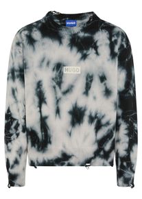 Strickpullover HUGO BLUE, Herren, Gr. XXL, schwarz001, Strick, Obermaterial: 100% Baumwolle, unifarben, oversize normal, Rundhals, Rippb&uuml;ndchen, Pullover Strickpullover, Batik-Effekt, Oversized Fit, gedrucktes HUGO-Logo