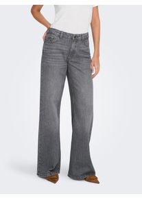 Jacqueline de Yong Relax-fit-Jeans JDY "JDYRUBY MW WID MG 1007 DNM NOOS", Damen, Gr. L (40), L&auml;nge 32, medium grau denim, Denim/Jeans, Obermaterial: 99% Baumwolle, 1% Elasthan, unifarben, relaxed fit kn&ouml;chellang, Jeans Relax-fit-Jeans