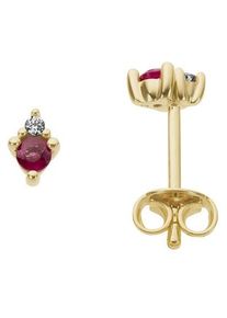 Paar Ohrstecker Firetti "Schmuck Geschenk Gold 333 Ohrschmuck Farbstein Edelstein Rubin", gold (gelbgoldfarben, rot, rot), Ohrringe, Damen, 0,02 P2 = erkennbare Einschl&uuml;sse, Diamanten Gelbgold 333, Diamanten, Gelbgold 333, Paar Ohrstecker, mit Rubin - mit Brillant