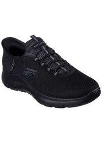 Slip-On Sneaker Skechers "SUMMITS-HIGH RANGE", Damen, Gr. 45, schwarz, Textil, Schuhe Slip-On Sneaker, Slipper, Freizeitschuh, Halbschuh in veganer Verarbeitung, Topseller