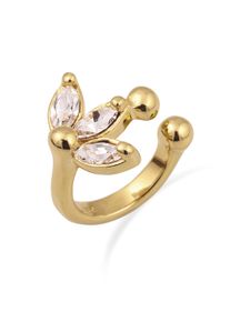 Ohrklemme Elli "Ohrringe Earcuff Blume mit Kristallen von Swarovski 925 Sterling Silber" Gr. 13, gold, Ohrringe, Damen, Silber 925 (Sterlingsilber), Ohrklemme