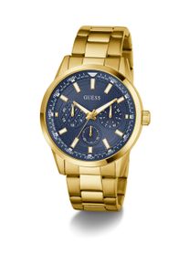 Multifunktionsuhr Guess "TREY", gold (goldfarben), Armbanduhren, Damen, Multifunktionsuhr, Quarzuhr, Armbanduhr, Herrenuhr, Edelstahlarmband, Datum