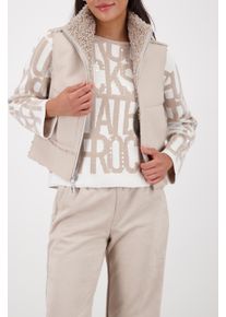 Wendeweste monari, Damen, Gr. 44, beige, Pl&uuml;sch, Obermaterial: 50% Polyester, 50% Polyurethan. Futter: 80% Polyester, 20% Polyurethan, unifarben, regular fit taillenbedeckt, Rundhals, Westen Wendeweste, Regular fit mit Stehkragen