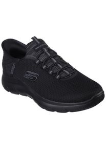 Slip-On Sneaker Skechers "SUMMITS-HIGH RANGE", Damen, Gr. 42, schwarz, Textil, Schuhe Slip-On Sneaker, Slipper, Freizeitschuh, Halbschuh in veganer Verarbeitung, Topseller