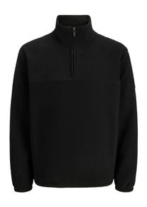 Jack & Jones Sweatshirt JACK & JONES "JCOPOINT FLEECE SWEAT HIGH NECK HALF ZIP", Herren, Gr. S, schwarz, angeraute Sweatware, Obermaterial: 100% Polyester, unifarben, relaxed fit, Rundhals, Rippb&uuml;ndchen, Sweatshirts Sweatshirt