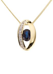 Kettenanh&auml;nger Firetti "Schmuck Geschenk Gold 333 Halsschmuck Anh&auml;nger f&uuml;r Halskette", blau (gelbgoldfarben, wei&szlig;goldfarben, blau, blau), Schmuckanh&auml;nger, Damen, 0,01 P2 = erkennbare Einschl&uuml;sse, Diamanten Gelbgold 333, 0,95 g, Diamanten, Gelbgold 333, Kettenanh&auml;nger, mit Saphir - mit Brillanten