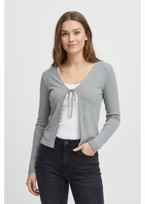 Strickjacke Pieces "PCKITTE LS TIE CARDIGAN JRS NOOS BC", Herren, Gr. M, medium grau melange, Strick, Obermaterial: 95% Baumwolle, 5% Elasthan, unifarben, figurbetont normal, V-Ausschnitt, Strickjacken Strickjacke, mit Bindeband