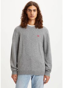 Levi's Wollpullover LEVI'S "ORIGINAL HM SWEATER", Herren, Gr. XL, grau (grau meliert), Strick, Obermaterial: 80% Wolle, 20% Polyamid, meliert, regular fit normal, Rundhals, Pullover Wollpullover, klassische Rundhalsform