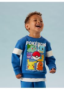 Sweatshirt name it "NMMJUSSY POKEMON NREG SWEAT BRU NOOS SKY", Jungen, Gr. 116, delft, angeraute Sweatware, Obermaterial: 95% Baumwolle, 5% Elasthan, bedruckt, Basic h&uuml;ftbedeckend, Rundhals, Rippb&uuml;ndchen, Sweatshirts Sweatshirt