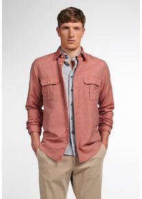 Langarmhemd Eterna "SLIM FIT", Damen, Gr. 43, Normalgr&ouml;&szlig;en, rot, Twill, 59% Baumwolle, 41% Leinen, schmal, Manschette, Hemden Langarmhemd, EASY IRON (b&uuml;gelleicht)
