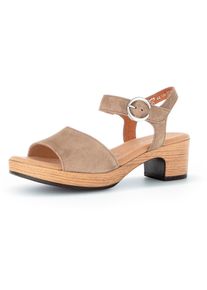 Sandalette Gabor "KRETA", Damen, Gr. 41, beige, Veloursleder, Schuhe Sandalette, Blockabsatz, Sommerschuh, Riemchensandale in Komfortweite G (=weit), Topseller