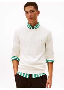 Rundhalspullover Tommy Hilfiger "SEASONAL STRUCTURE", Herren, Gr. M, ivory petal, Strick, Obermaterial: 100% Baumwolle, regular fit, Rundhals, Pullover Rundhalspullover, mit Struktur, Rundhals, regular fit