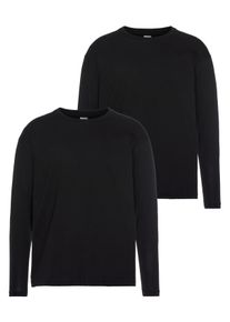 Langarmshirt Fruit of the Loom, Damen, Gr. L (52), schwarz, Single Jersey, Obermaterial: 100% Baumwolle, unifarben, normal h&uuml;ftbedeckend, Rundhals, Shirts Langarmshirt, aus reiner Baumwolle, 2-er Pack, Topseller