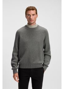 Strickpullover BOSS Orange "Klacier", Herren, Gr. L, open grau062, Strick, Obermaterial: 40% Schurwolle, 40% Wolle, 20% Polyamid, unifarben, relaxed fit normal, Rundhals, B&uuml;ndchen, Pullover Strickpullover, Rundhalsausschnitt, Relaxed Fit, Rippstrick