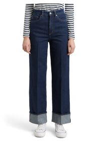 5-Pocket-Jeans Tom Tailor Denim, Damen, Gr. S, L&auml;nge 32, rinsed blau denim, Denim/Jeans, Obermaterial: 99% Baumwolle, 1% Elasthan, unifarben, normal lang, Jeans 5-Pocket-Jeans, mit Bundfalte und weitem Bein