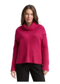 Rollkragenpullover Tom Tailor, Damen, Gr. XXL, schwarz pink melange, Strick, Obermaterial: 52% Viskose, 27% Polyester, 21% Polyamid, meliert, oversize normal, ohne Ausschnitt, Rippb&uuml;ndchen, Pullover Rollkragenpullover, mit Rollkragen