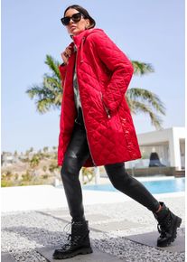 Steppmantel Heine, Damen, Gr. 46, rot, 100% Polyester, Besatz:100% Polyamid, Kapuzenfutter:100% Polyamid, Wattierung:100% Polyester, unifarben, unifarben mit Farbeinsatz, unifarben mit Farbeins&auml;tzen, M&auml;ntel Steppmantel