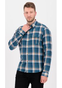 Outdoorhemd DEPROC Active "DENVER M MEN", Herren, Gr. L (52), Normalgr&ouml;&szlig;en, blau, orange, check, 50% Polyester; 40% Baumwolle; 10% Leinen, Hemden Outdoorhemd, auch in Gro&szlig;en Gr&ouml;&szlig;en erh&auml;ltlich