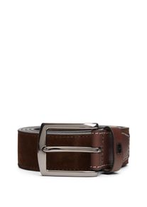 Lederg&uuml;rtel Tommy Hilfiger "DENTON ELEVATED SUEDE 3,5 cm breit", Herren, Gr. 80, rich walnut, Rindsleder, G&uuml;rtel Lederg&uuml;rtel, aus Wildleder, kontrastfarbene Ziern&auml;hte