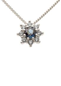 Kettenanh&auml;nger Firetti "Schmuck Geschenk Gold 333 Halsschmuck Anh&auml;nger Halskette Blume", bunt (wei&szlig;goldfarben, blau, blau), Schmuckanh&auml;nger, Damen, 0,12 P2 = erkennbare Einschl&uuml;sse, Diamanten Wei&szlig;gold 333, 0,5 g, Diamanten, Wei&szlig;gold 333, Kettenanh&auml;nger, mit Saphir - mit Brillanten