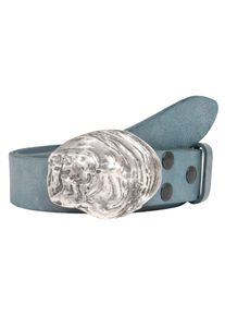 Lederg&uuml;rtel RETTUNGSRING G&Uuml;RTEL, Damen, Gr. 85, blau (jeansblau), Leder, unifarben, G&uuml;rtel Lederg&uuml;rtel, mit austauschbarer Schlie&szlig;e &raquo;Auster Muschel Silber&laquo;