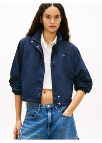 Outdoorjacke Tommy Jeans "TJW ESSENTIAL JACKET EXT", Damen, Gr. M (38), blau (schwarz night navy), Web, Obermaterial: 100% Polyamid, unifarben, bequem kurz, elastischer Bund, Jacken Outdoorjacke, mit kontrastfarbenem Einsatz