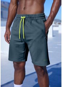 Funktionsshorts, Herren, Gr. XXL (60/62), XXL, blau (petrol), Obermaterial: 50% Polyester, 45% Baumwolle, 5% Elasthan, LE JOGGER PERFORMANCE, bedruckt, kontrastfarbene Details, unifarben mit Farbeinsatz, bequem kniefrei, Hosen Funktionsshorts, Perfomance Shorts mit Kontrast-Kordel und Rei&szlig;verschlusstaschen, Topseller