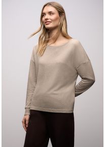 Langarmshirt Street One, Damen, Gr. 36, light terra mocha meliert, Jersey, Obermaterial: 83% Viskose, 17% Polyester, unifarben, l&auml;ssig geschnitten h&uuml;ftbedeckend, Rundhals, B&uuml;ndchen, Shirts Langarmshirt, im Melange Look