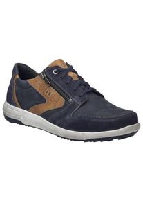 Sneaker Josef Seibel "Enrico 20", Herren, Gr. 40, blau (indigo, kombi), Leder, Veloursleder, kontrastfarbene Details, Schuhe Sneaker, Freizeitschuh, Komfortschuh, Schn&uuml;rschuh in Weite G (weit)