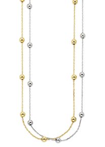 Kette ohne Anh&auml;nger "Schmuck Geschenk Silberkette Bicolor mit Kugeln", gelbgoldfarben, silberfarben, ANISTON JEWELRY & WATCHES, Halsketten, Damen, Silber 925 (Sterlingsilber), L: 45 B: 0,8mm, Kette ohne Anh&auml;nger, B:0,8mm