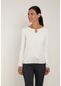 Langarmshirt Seidel Moden, Damen, Gr. 44, wei&szlig; (sanftes wei&szlig;), Jersey, Obermaterial: 95% Viskose, 5% Elasthan, unifarben, regular fit taillenbedeckt, Rundhals, elastischer Bund, Shirts Langarmshirt, MADE IN GERMANY