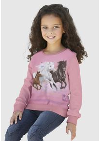 Longsweatshirt Miss Melody, M&auml;dchen, Gr. 128/134, rosa, Sweatware, Obermaterial: 95% Baumwolle, 5% Elasthan, bedruckt, Basic Po-bedeckend, Rundhals, B&uuml;ndchen, Sweatshirts Longsweatshirt, f&uuml;r Pferdefreunde