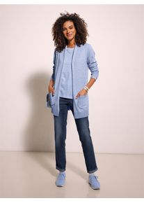 T-Shirt Casual Looks "Shirt", Damen, Gr. 36, blau (bleu, ecru, geringelt), 50% Baumwolle, 50% Modal, gemustert, gestreift, mehrfarbig, Rundhals, Shirts T-Shirt