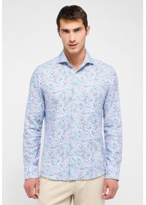 Langarmhemd Eterna "SLIM FIT", Damen, Gr. 44, Normalgr&ouml;&szlig;en, grau, Twill, 59% Baumwolle, 41% Leinen, schmal, Manschette, Hemden Langarmhemd, EASY IRON (b&uuml;gelleicht)