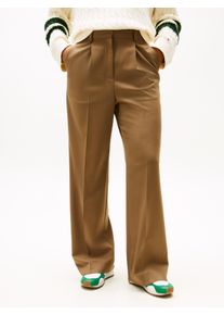 Anzughose Tommy Hilfiger "TIMELESS WOOL WIDE LEG PANT", Damen, Gr. 46, N-Gr, nordic taupe, Web, Obermaterial: 54% Polyester, 44% Wolle, 2% Elasthan, unifarben, l&auml;ssig geschnitten kn&ouml;chellang, Hosen Anzughose, mit Wolle