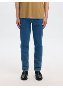 Slim-fit-Jeans Selected "SLH175-SLIM BEN KORI JEANS NOOS", Herren, Gr. 34, L&auml;nge 34, blau (medium blau denim detail:203), Denim/Jeans, Obermaterial: 99% Baumwolle, 1% Elasthan, unifarben, slim fit, Jeans Slim-fit-Jeans