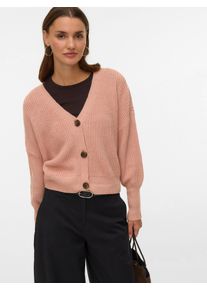 V&eacute;ro Moda Strickjacke VERO MODA "VMLEA LS V-NECK CUFF CARDIGAN NOOS", Damen, Gr. S, misty rose, Strick, Obermaterial: 100% Polyacryl, unifarben, regular fit normal, V-Ausschnitt, Rippb&uuml;ndchen, Strickjacken Strickjacke, Rippstrick