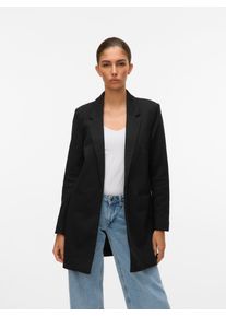 V&eacute;ro Moda Jerseyblazer VERO MODA "VMVERINA LS LONG BLAZER", Damen, Gr. 36, schwarz, Jersey, Obermaterial: 95% Polyester, 5% Elasthan, unifarben, figurumspielend ca. Mitte Oberschenkel, tiefer V-Ausschnitt, Blazer Jerseyblazer