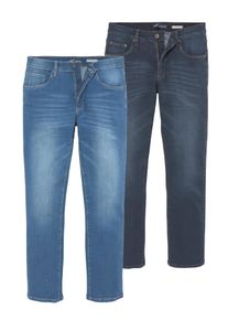Stretch-Jeans Arizona "Willis", Herren, Gr. 46, N-Gr, blau (blau, blau, bl), Obermaterial: 98% Baumwolle, 2% Elasthan, Basic, normal lang, Jeans Stretch-Jeans, straight-fit, lange Beine, mit Nieten, niedrige Leibh&ouml;he, Topseller
