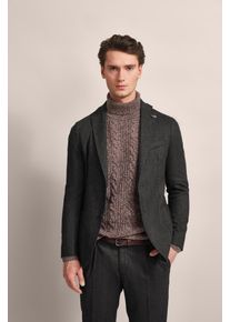 Sakko Bugatti, Herren, Gr. 52, braun, 78% Polyester, 16% Viskose, 4% Wolle, 2% Elasthan, unifarben, slim fit, Manschette, Sakkos Sakko, mit runden Schultern