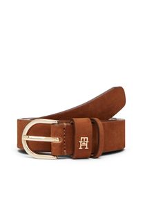 Lederg&uuml;rtel Tommy Hilfiger "ESSENTIAL EFFORTLESS NUBUCK", Damen, Gr. 70, cognac, Rindsleder, G&uuml;rtel Lederg&uuml;rtel, 3,5 cm, samtartig, leicht angeraut