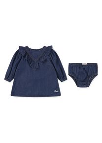 Kleid & Hose LEVI'S KIDS "LVG WILD WEST RUFFLE DRESS", M&auml;dchen, Gr. 3M (62), schwarz wave, Denim/Jeans, Obermaterial: 100% Baumwolle, KOB Set-Artikel Kleid & Hose, mit R&uuml;schenbesatz, for Girls