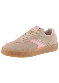 Marc O'Polo Sneaker MARC O'POLO "Cortney", Damen, Gr. 41, creme, ros&eacute;, Glattleder, Veloursleder, unifarben mit Farbeinsatz, Schuhe Sneaker, Freizeitschuh, Halbschuh, Schn&uuml;rer mit gepolstertem Schaftrand